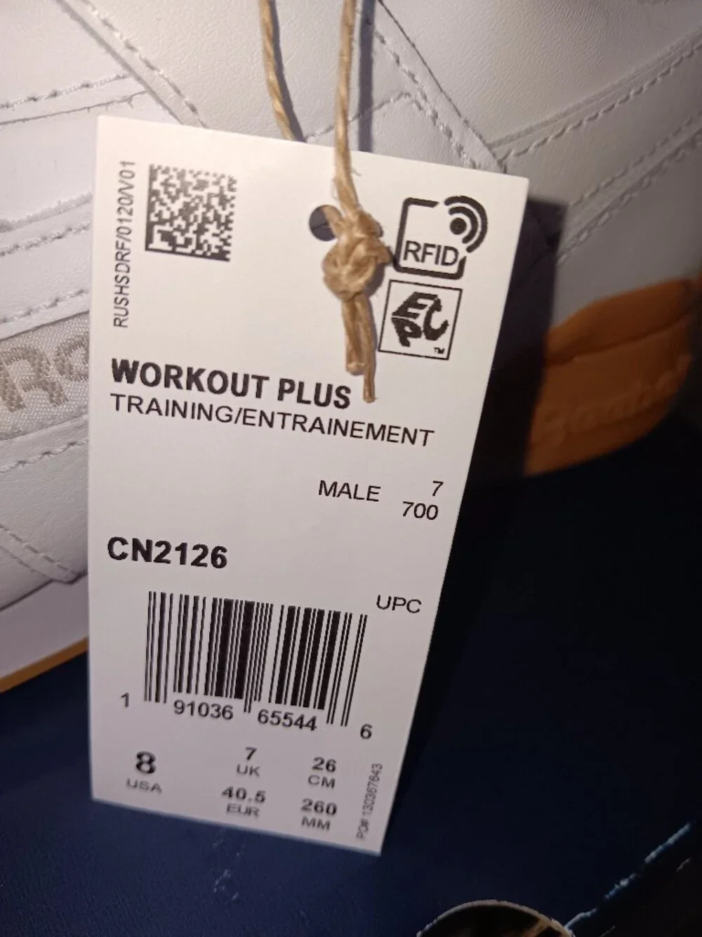 NWT Reebok Workout Plus Men's Size 8 Sneakers White Gum CN2126